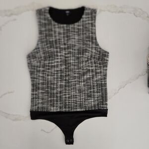 Express Body Contour Tweed Bodysuit